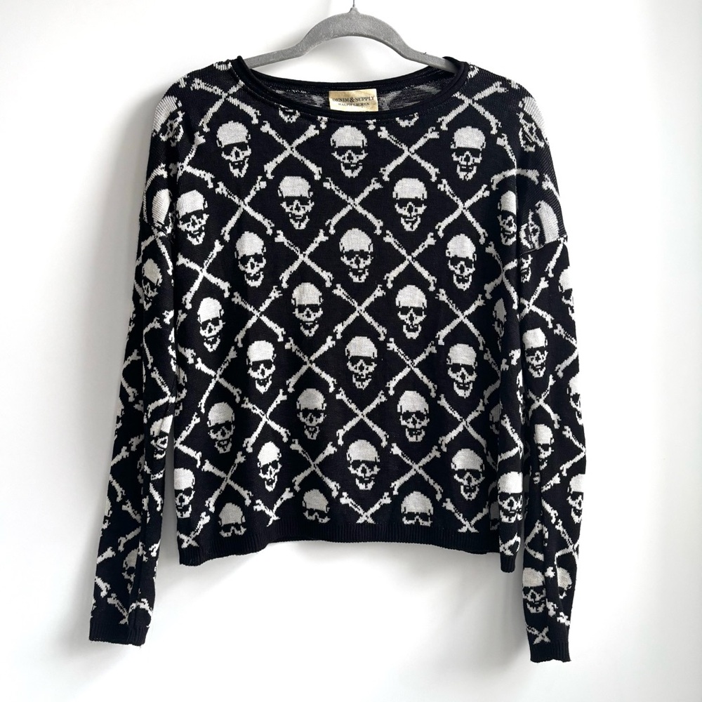 Denim & Supply by Ralph Lauren Knitted Skull And Crossbones Pattern Sweater - Picture 1 of 14